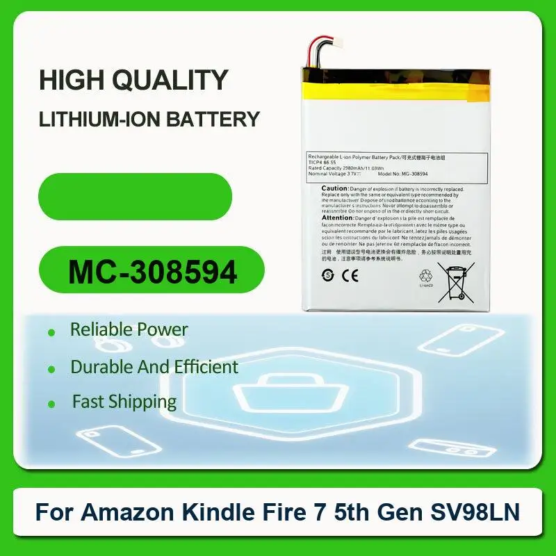 Replacement Tablet Battery For Amazon Kindle Fire 7 5th Gen SV98LN MC-308594