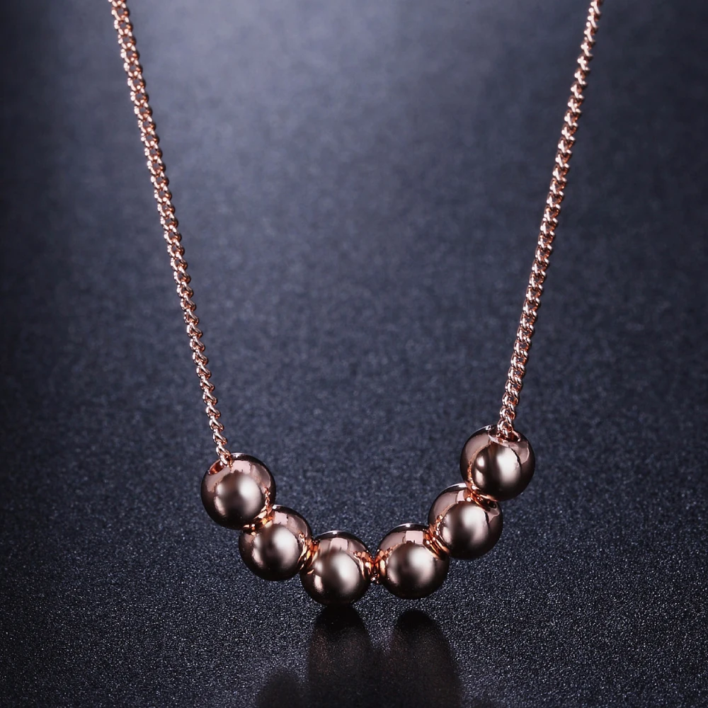 Small Bead Ball Rose Gold Color Pendant Necklace Jewelry CZ Crystal Wedding Gift For Women Top Quality ZYN267 ZYN268