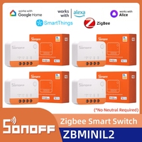 SONOFF ZBMINIL2 Extreme Zigbee No Neutral Wire Smart Switch 1-10PCS Tiny Remote Two-Way Control via eWeLink Google Alexa Alice