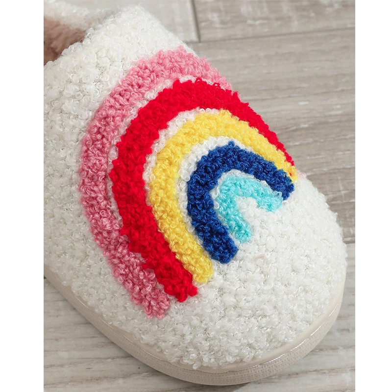 Picture 6: New Cute Rainbow Children's Cartoon Winter Slippers Comfortable Warm House Shoes Girls Kids Indoor Home Fleece Slippers