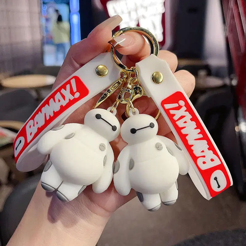 Disney Big Hero 6 Baymax Cute Cartoon Anime Pvc Keychain Car Key Ornaments Backpack Zipper Pendant Halloween and Christmas Gift