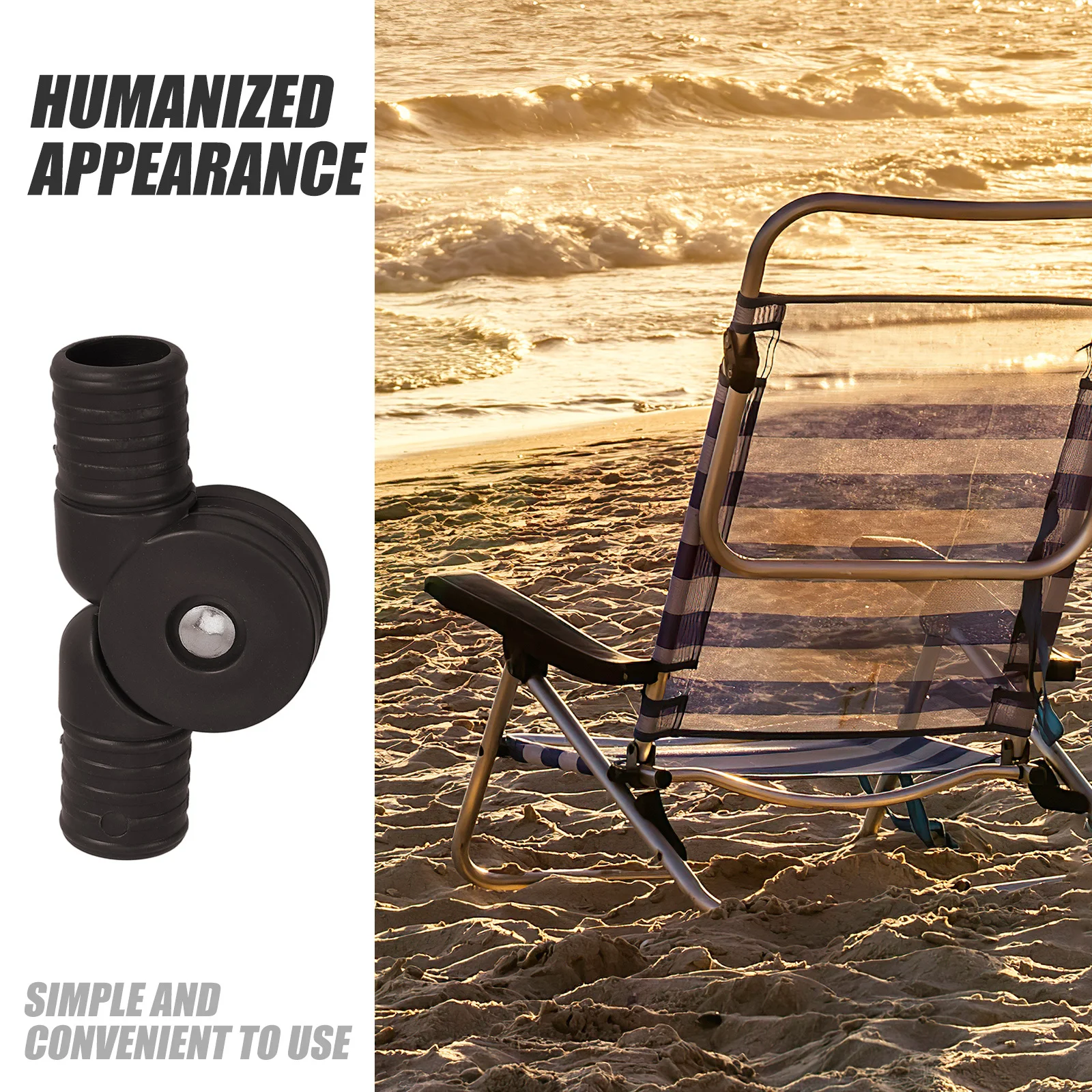 

1Pair Round Mouth Plastic Joint Connectors Replacement Parts for Beach Lounge Chair Camping Recliner Foldable Chair Pipe