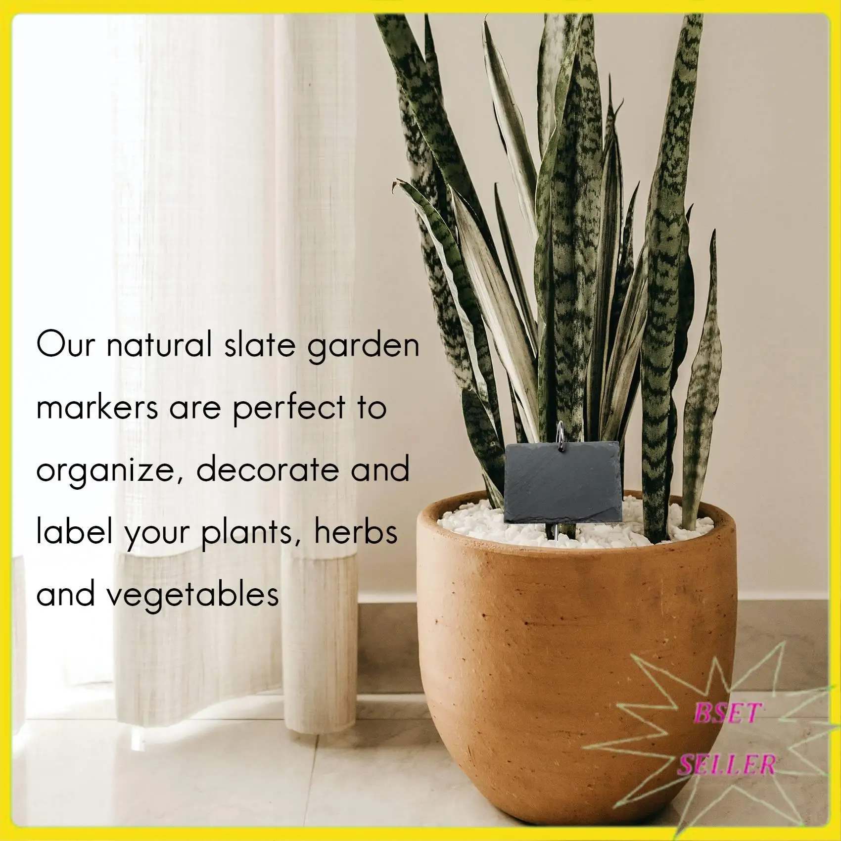 A010 Slate Plant Labels Garden Plant Markers Labels Greenhouse Accessories Garden Stakes, 15PCS