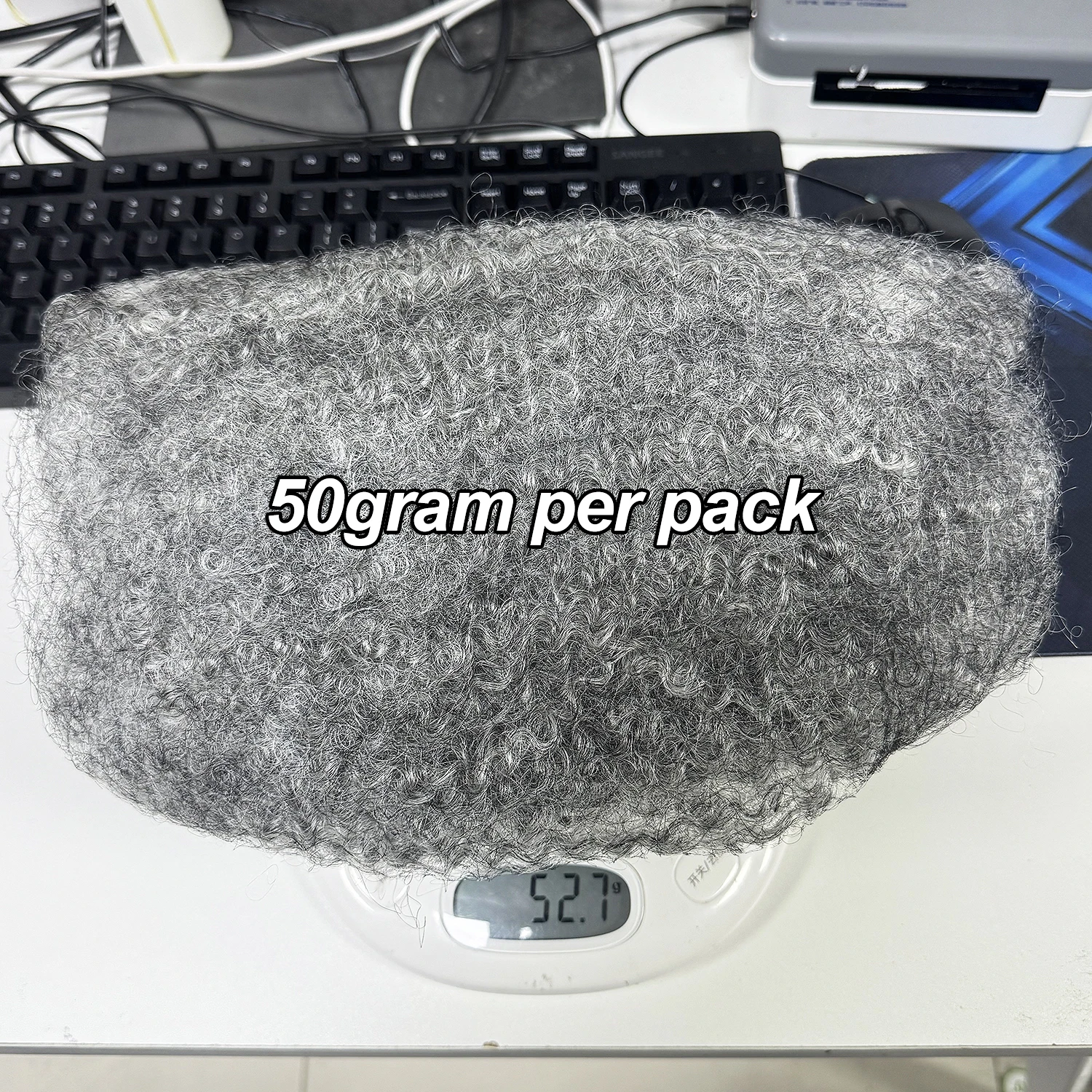 50g/pacote 20in Cabelo Humano Afro Kinky Cinza a Granel para Extensões de Locs Peruano Remy a Granel para Tranças Micro Twist