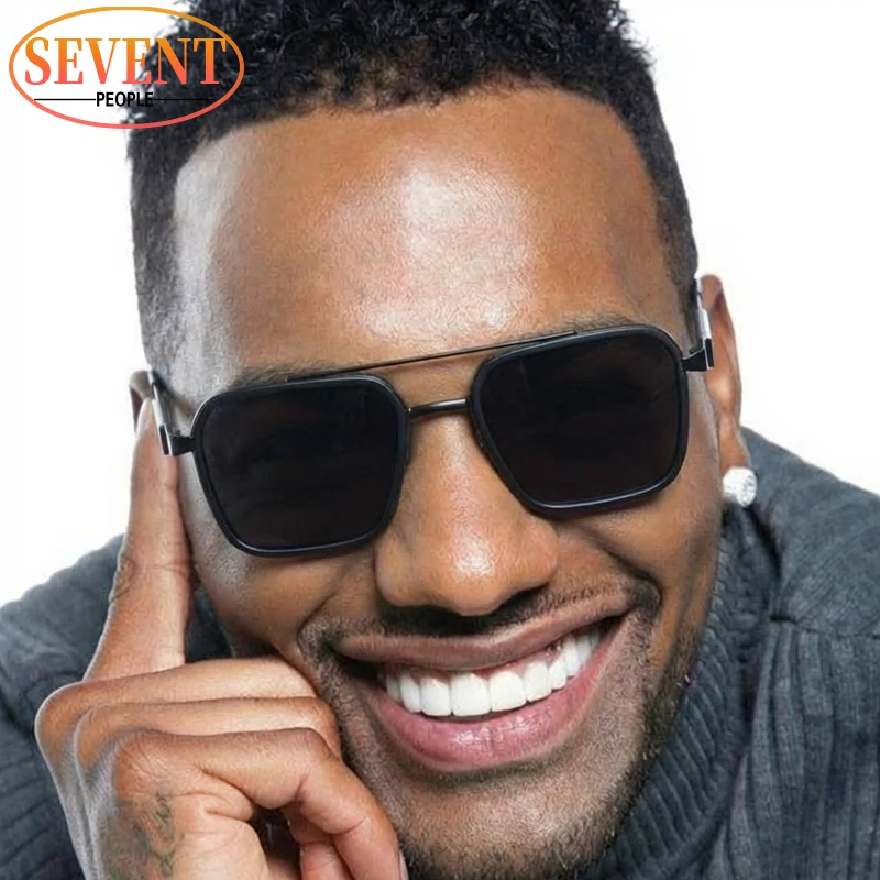 

Classic Steampunk Square Sunglasses Men 2026 Luxury Brand Vintage Metal Double Bridge Punk Sun Glasses for Male Driving Shades