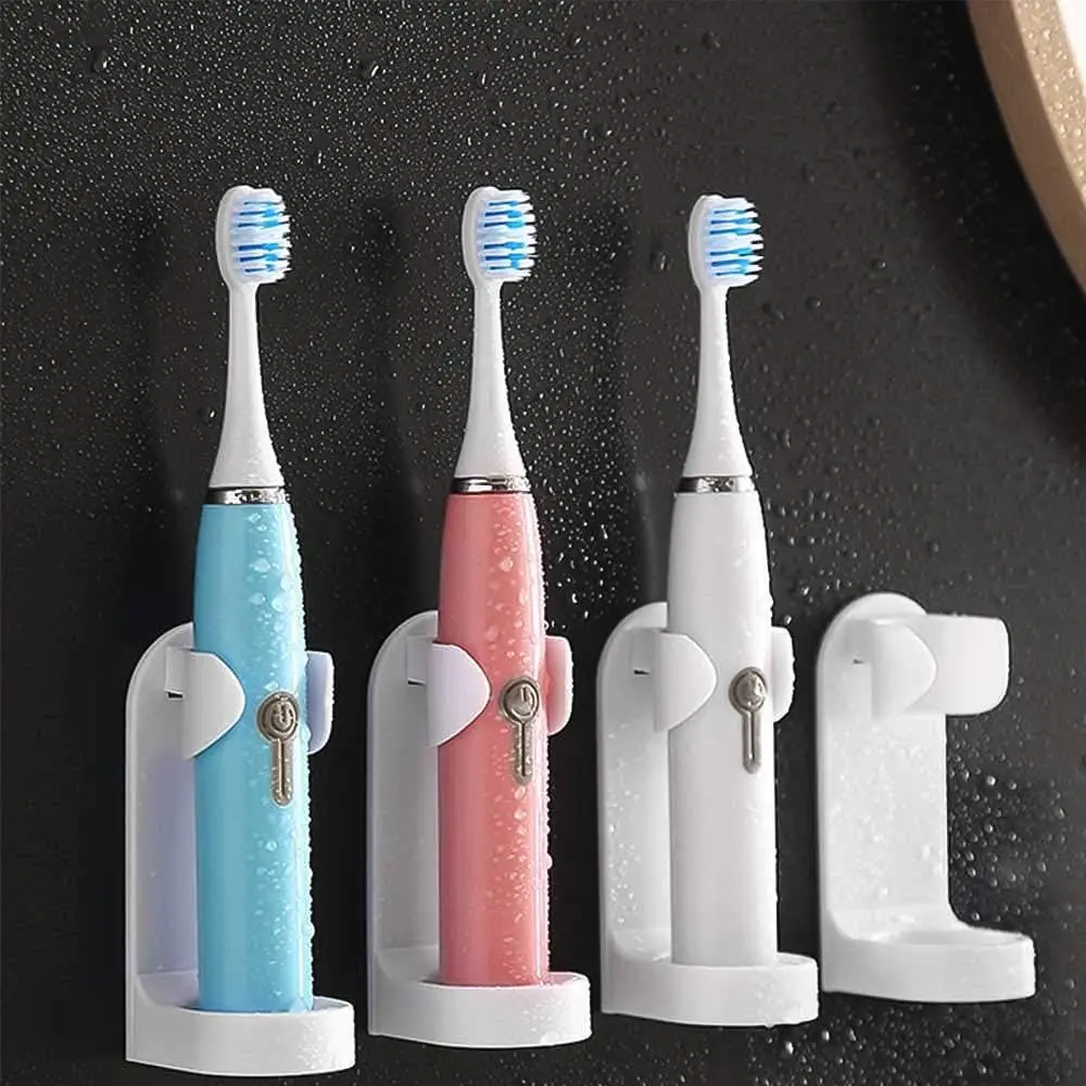 Toothbrush Stand Wall-Mounted Electric Toothbrush Holder Traceless Tooth Brush Drain Rack Space Saving Hook Bathroom Organizer