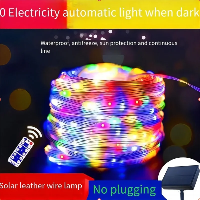 ไฟแถบไฟ LED พลังงานแสงอาทิตย์กันน้ำ5V ควบคุมผ่านแอป USB ไฟ LED นางฟ้าประดับลวดหนัง LED สำหรับเทศกาลวันหยุด