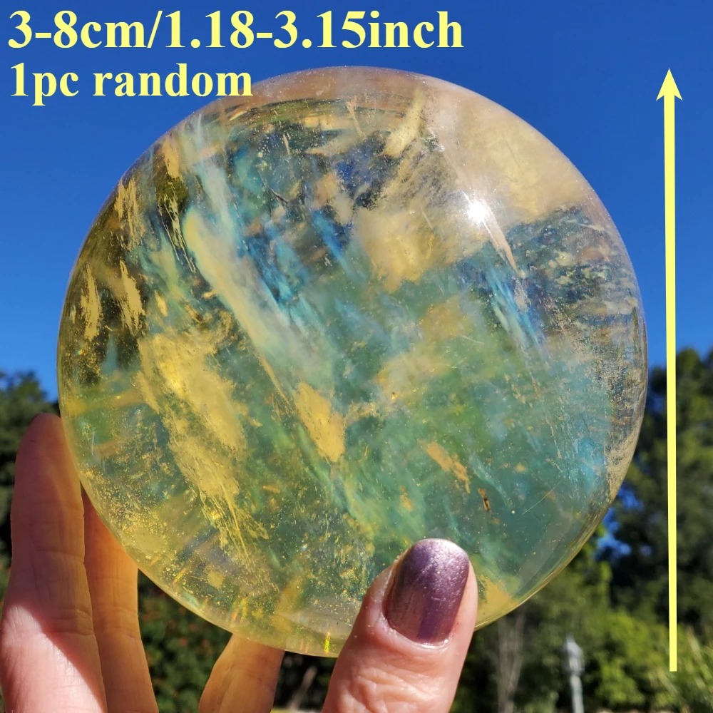 Polished Yellow Smelting Stone Sphere, Hand-Carved Crystal Ball, Home Decor, Perfect Gift for Collectors,Holiday Gifts