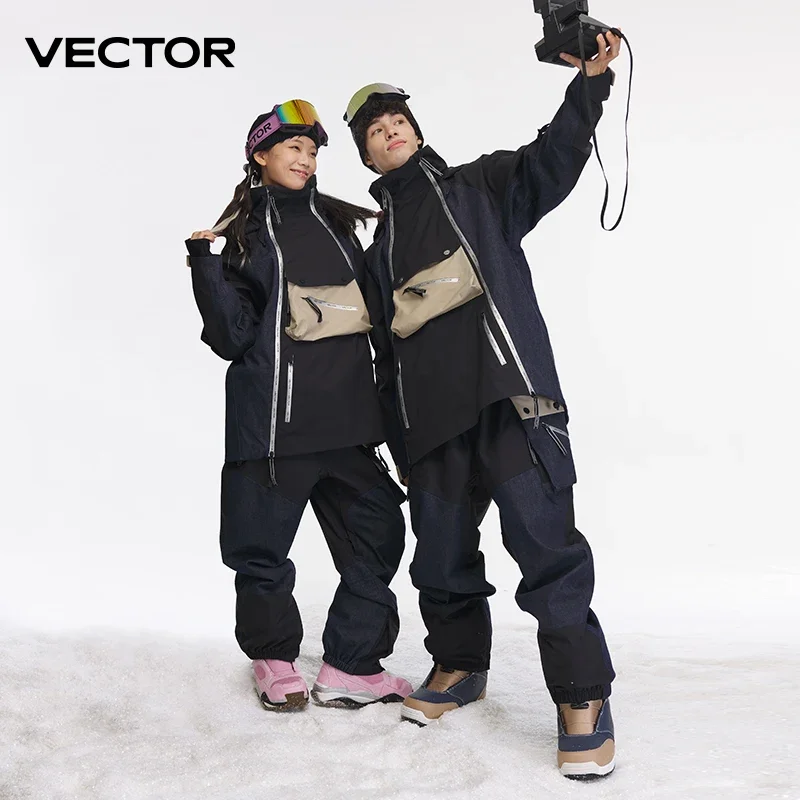 VECTOR 3L tuta da sci con doppia cerniera Set donna uomo inverno donna giacche e pantaloni Warm Waterproof Women Outdoor Ski Bike Camping