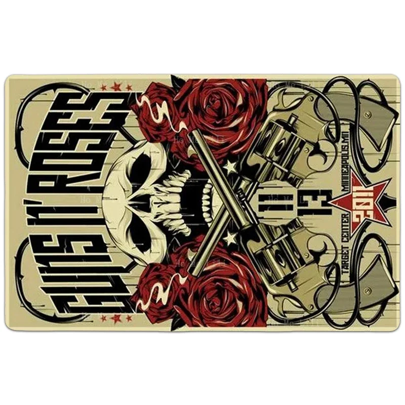 Guns And Roses Vintage Piercing Tattoo Machine My Gun Permit Metal Sign Style Carpet By Ho Me Lili For Home Floor Decor Rug