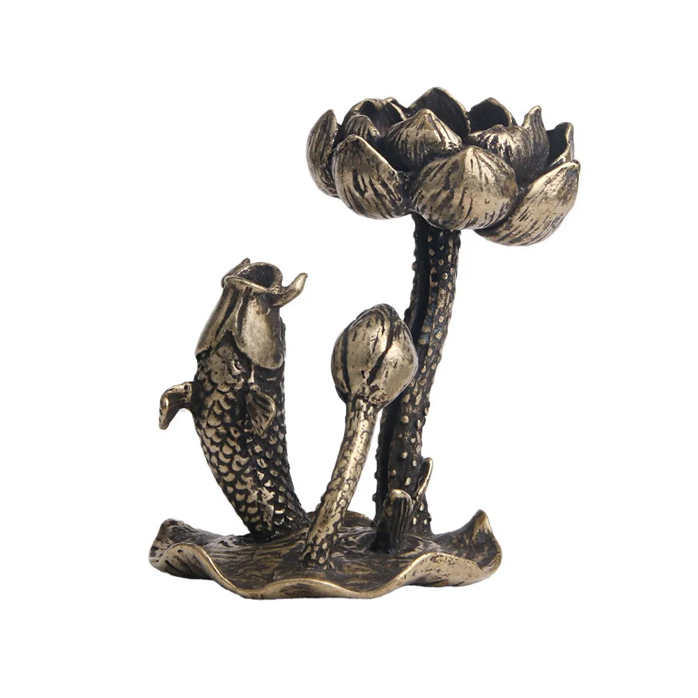 

1Pcs Lotus Leaf Brass Craft Incense Burner Aroma Therapy Censer Ornament Decorative Incense Holder for Study Bedroom Sauna Gift