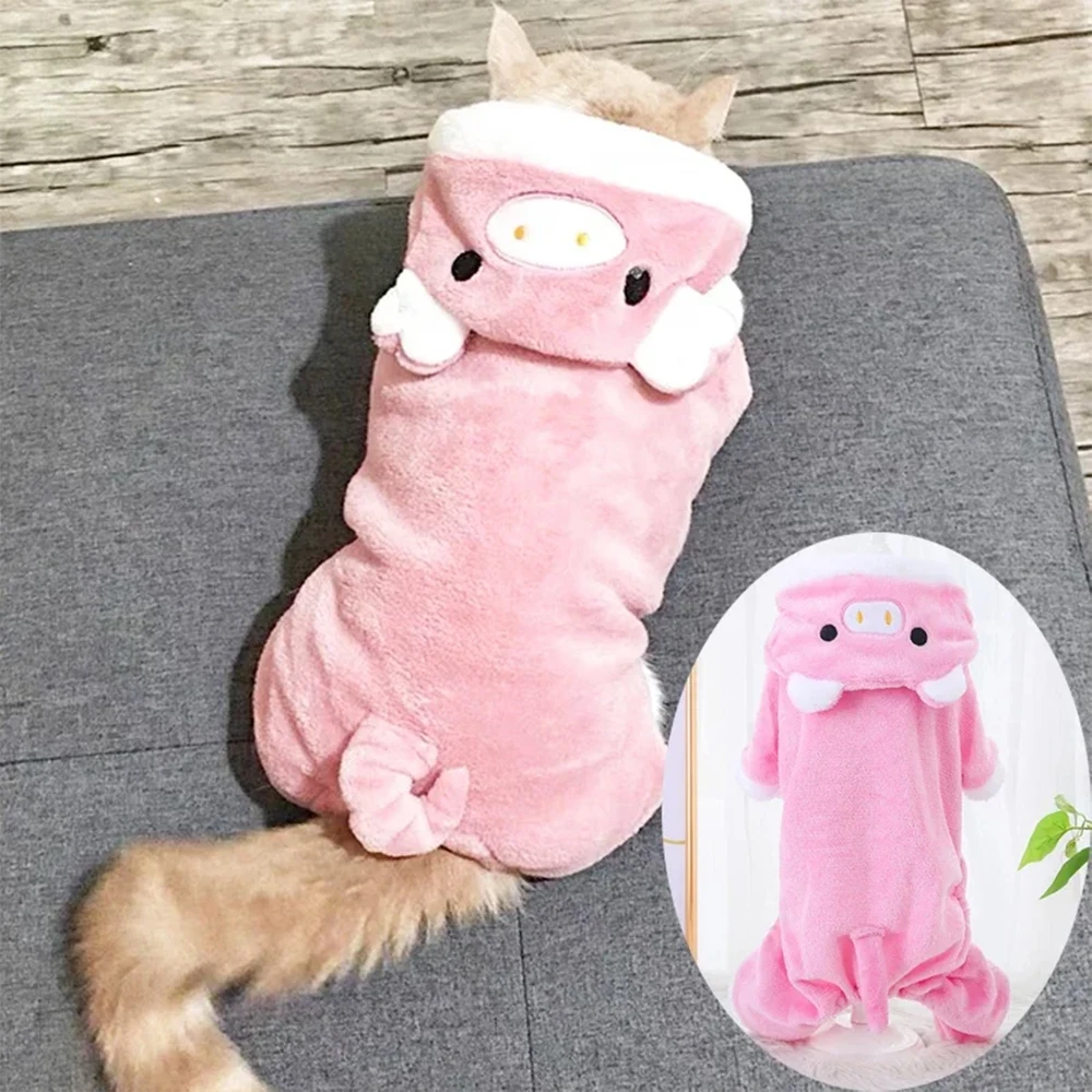 Colección de disfraces de invierno premium para mascotas: adorable cerdo, tigre, Pikachu, león, vaca, trajes de felpa con diseño de cuatro patas