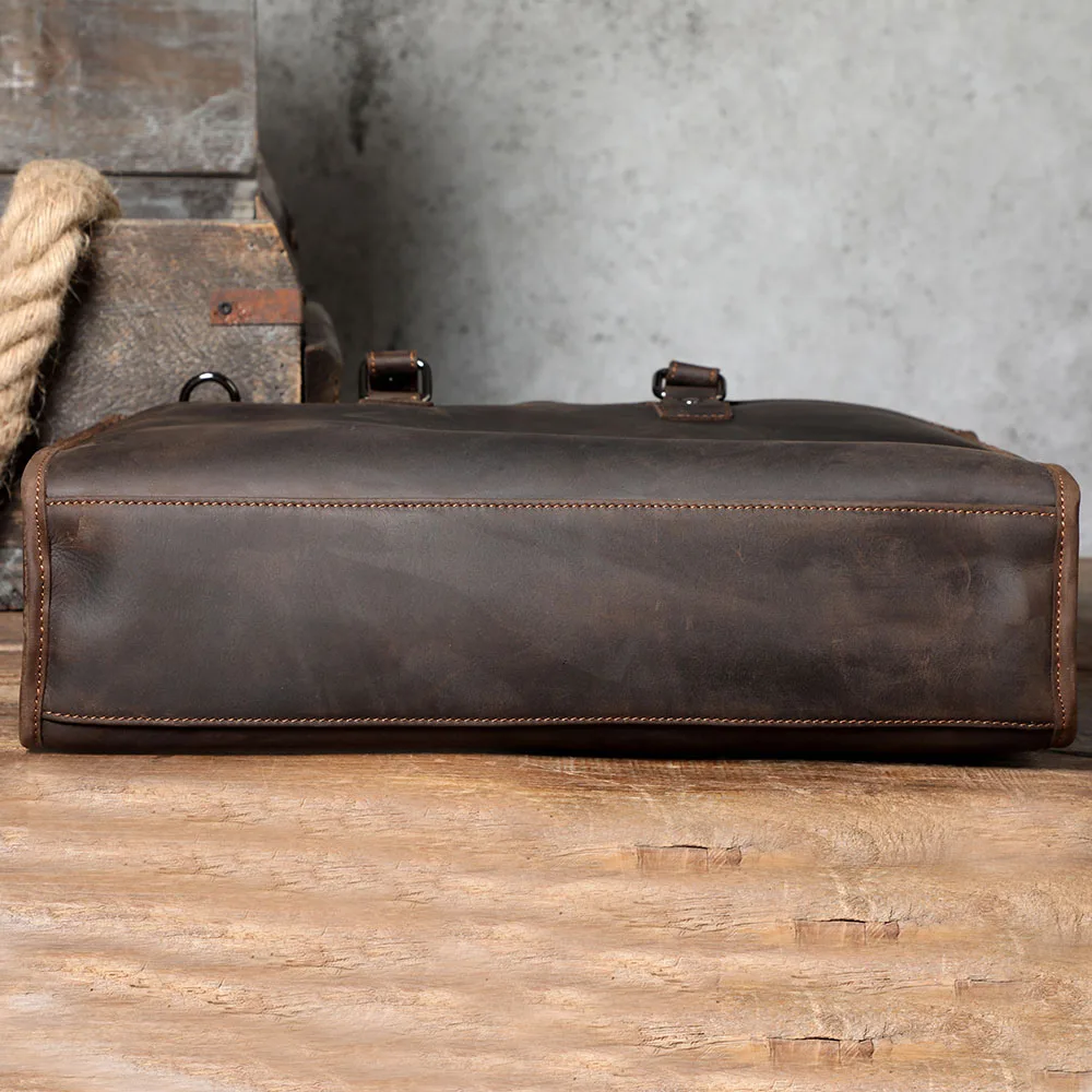S.WORKER Vintage Echtleder Herren-Aktentasche 15“ Laptop-Handtasche Schultertaschen Retro Casual Stil – Detail 12