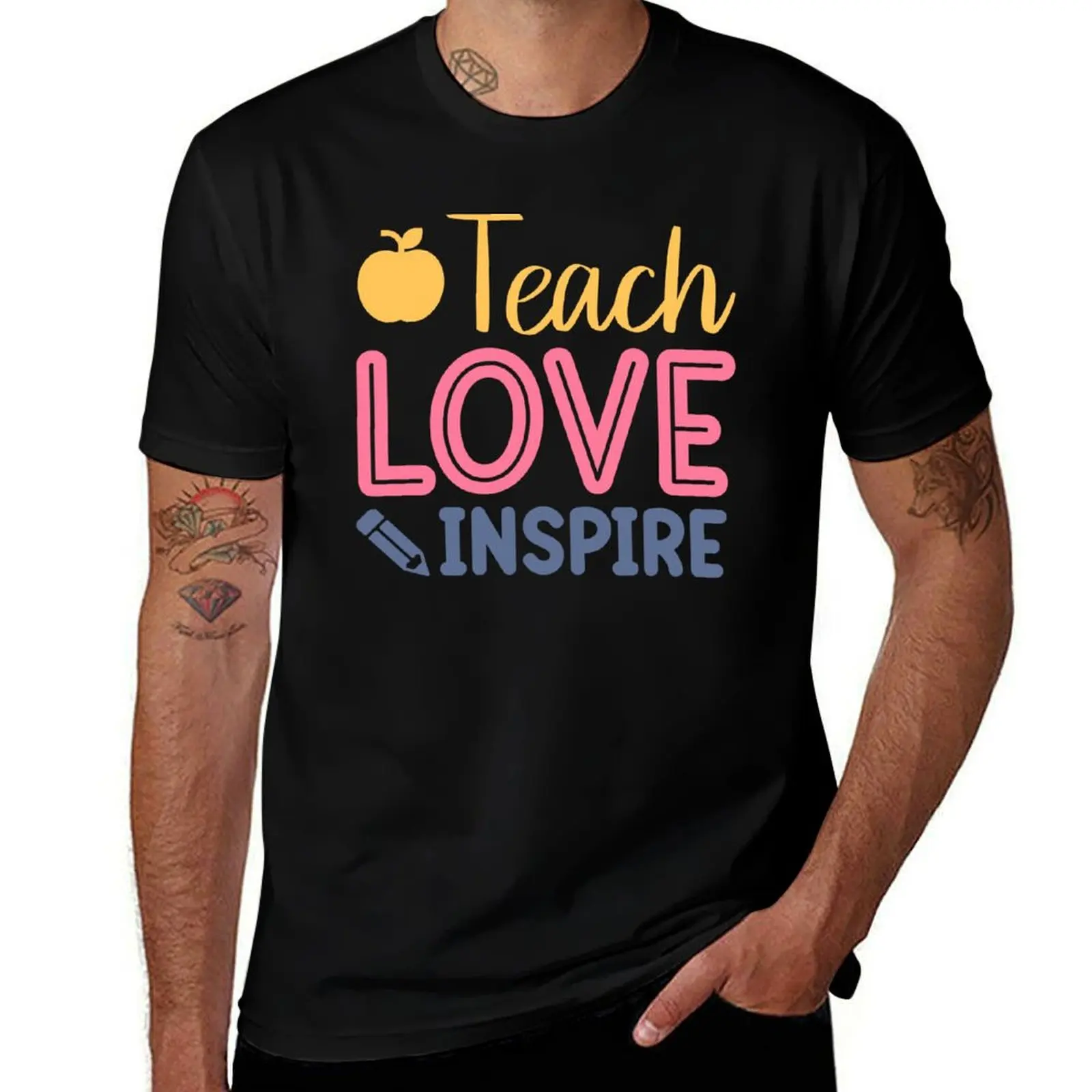 

Teach Love Inspire, Teacher Quote T-Shirt man t shirt heavy cotton man t shirt cotton T-Shirt