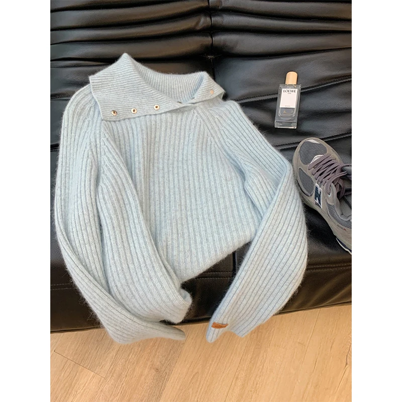 

MEXZT нерегулярный свитер женский корейский модный водолазка вязаные пуловеры уличная одежда трикотажные изделия с длинными рукавами зимние повседневные джемперы