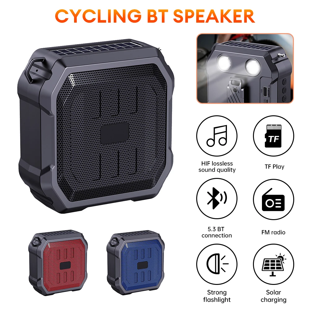 Altavoz compatible con Bluetooth para ciclismo, caja de sonido inalámbrica para exteriores, llamada manos libres, IPX5, resistente al agua, Subwoofer para ciclismo