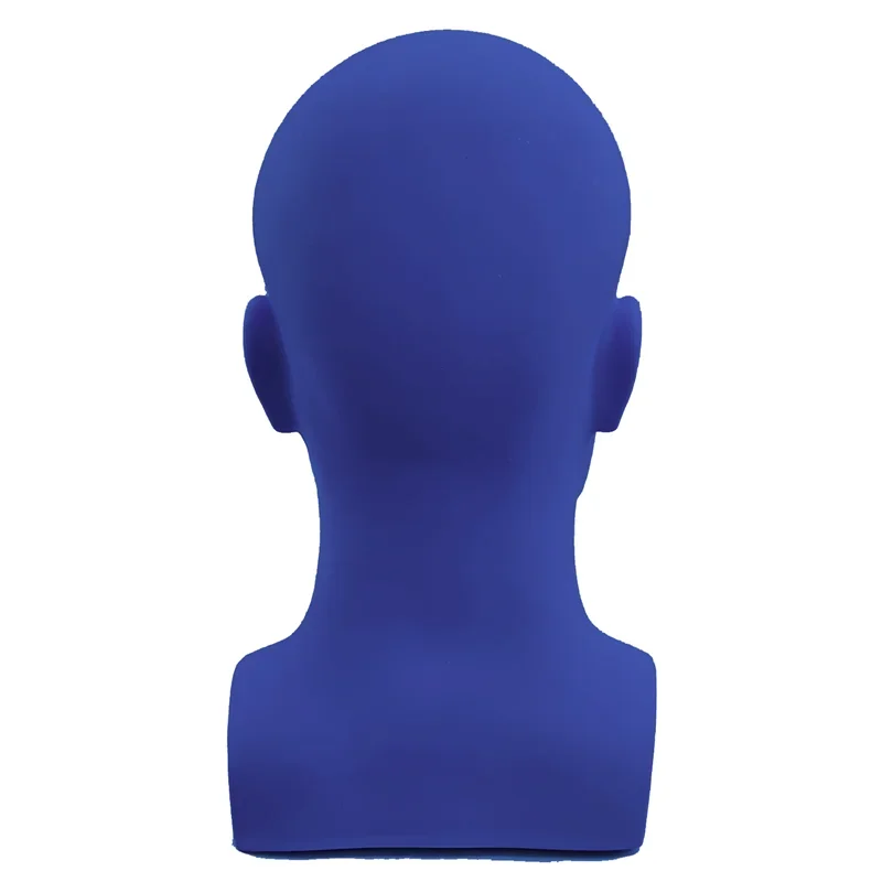 Mannelijke Mannequin Hoofd Professionele Pop Hoofd Voor Display Pruiken Hoeden Hoofdtelefoon Display Stand (Mat Blauw)