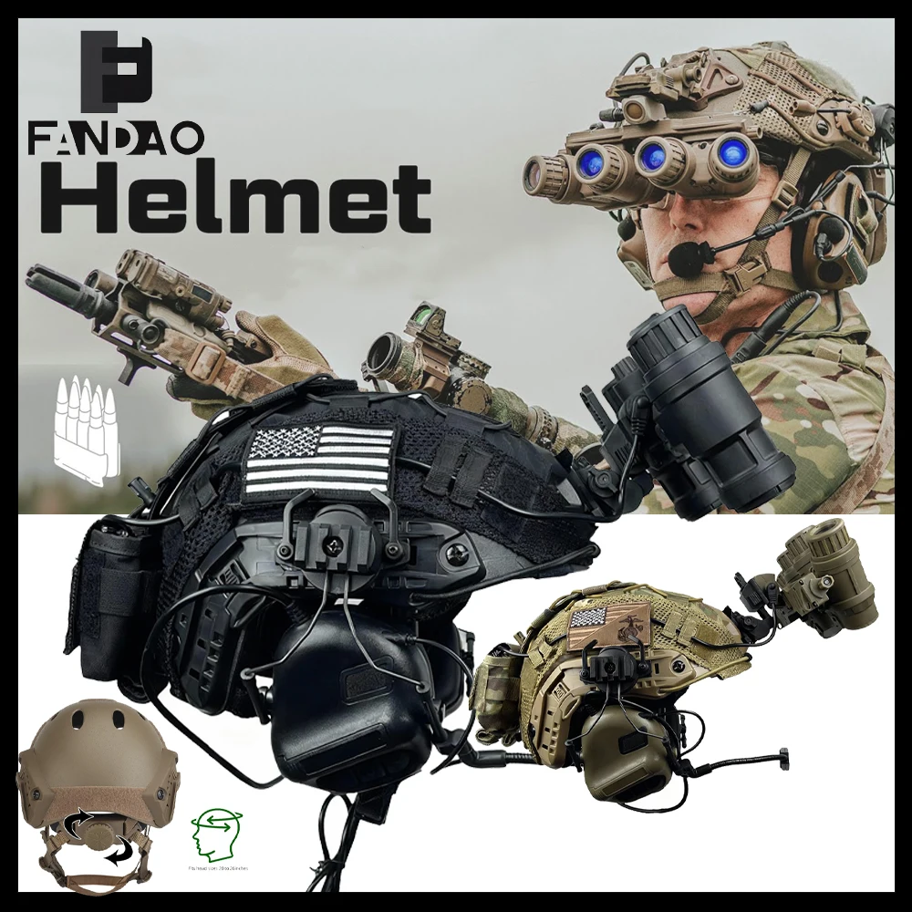 

Airsoft Helmet Set Tactical FAST Paintball Helmet with Headset Helmet Cover NVG Dummy Model Battery Pouch for Outdoor CS Cosplay