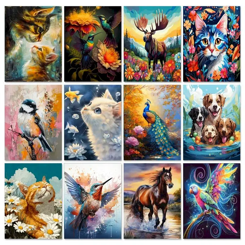 

SDOYUNO Coloring By Number Cat Animal Kits For Adults Handpainted DIY Picture By Number Drawing On Canvas Home Decoration