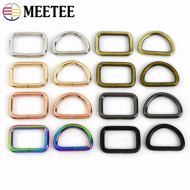 Meetee 30/50Pcs 16-50mm Metal Ring Buckle For Bag Strap Webbing Belt Clasp Dog Collar Connector Hooks DIY Hardware Accessories