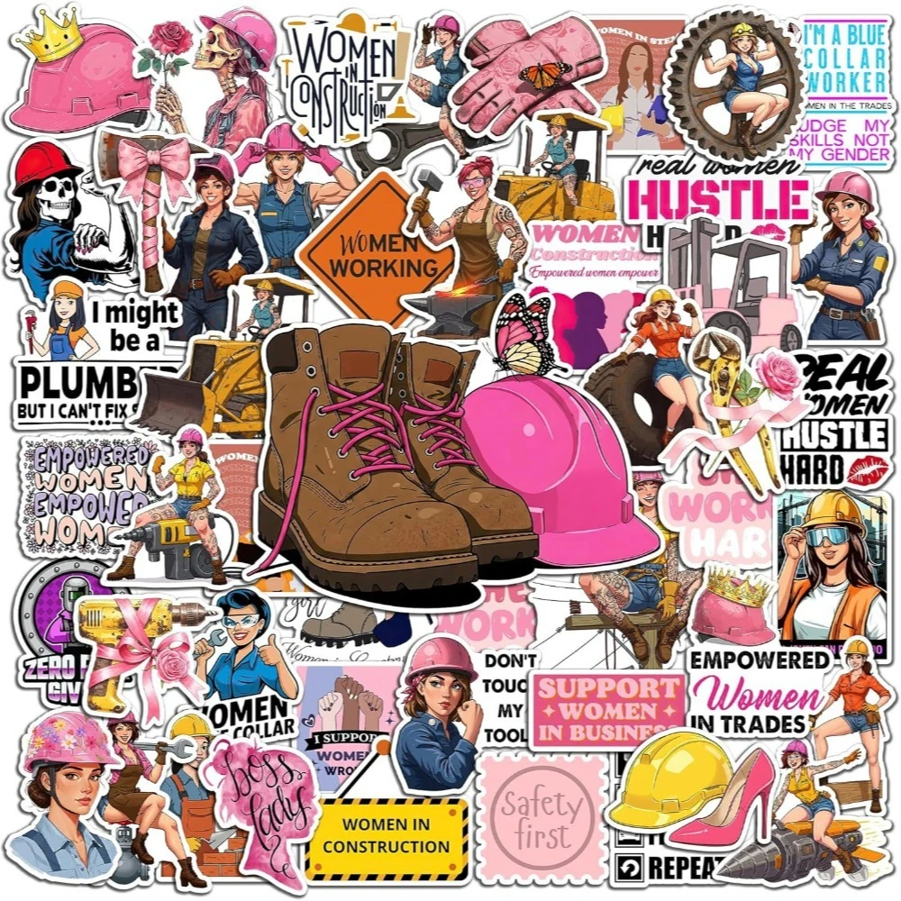 

50 шт. женских наклеек для защитных шлемов, мотивационные наклейки для бутылок с водой, холодильников, инструментальных ящиков, водонепроницаемые декоративные оптовые наклейки