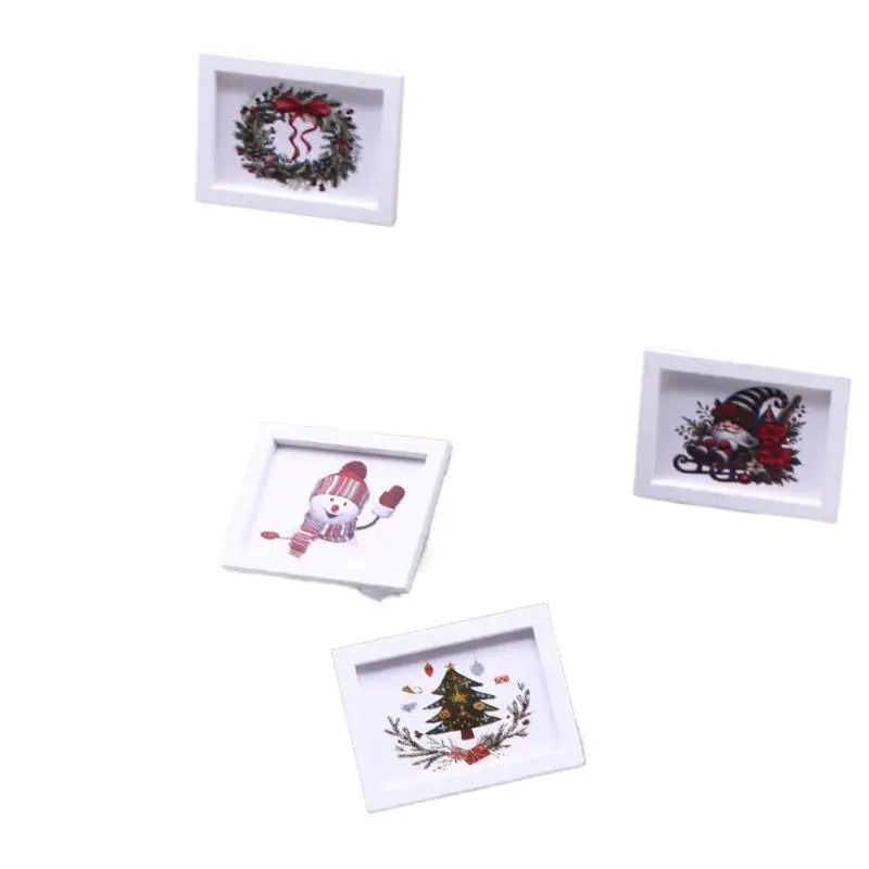 1/12 Mini casa delle bambole murale di Natale ornamento casa delle bambole decorazione della casa casa delle bambole micro scena di Natale puntelli per foto