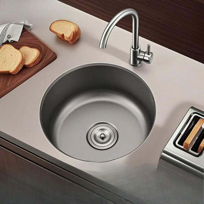 

Серая круглая мойка из нержавеющей стали 304 для мини-бара, балкона, кухонного острова, бассейна