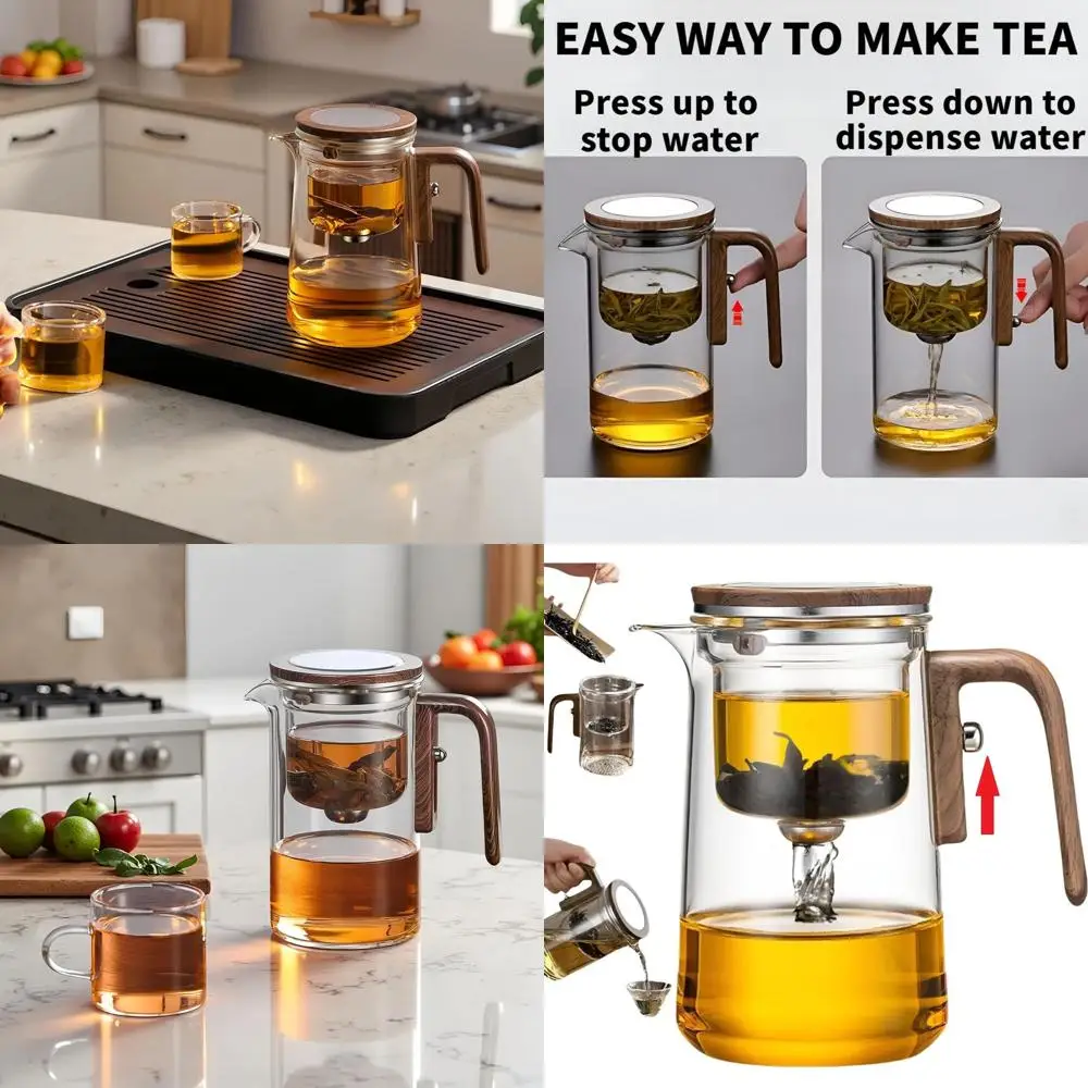 

Чайник для чародейных заварений, стеклянный заварочный чайник со съемной крышкой, идеально подходит для рассыпного чая - 800 мл