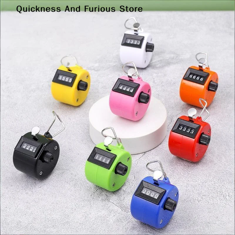 【T】1 Pc Handheld 4 Digital Tally Counter Mechanical Manual Palm Clicker Number Count Assorted 8 Color Tally Counter Number Count