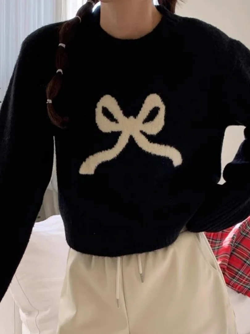 

Faionable Knitted ort Sweater Women's Autumn Winter New Sle Slim Fit Knot Texture Top Straight Tube ape Lon...