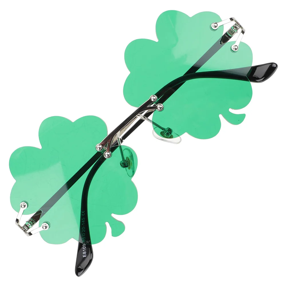 

1Pair Shamrock Rimless Sunglasses St Patricks Day Party Fun Trendy Lightweight Holiday Glasses for Women Men Teens