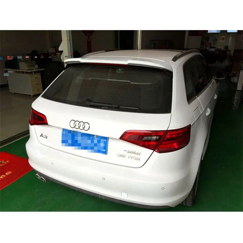 

For Audi A3 2014-2017 ABS Material Car Rear Wing Primer Carbon Fiber Look Gloss Black Color Hatchback Rear Spoiler