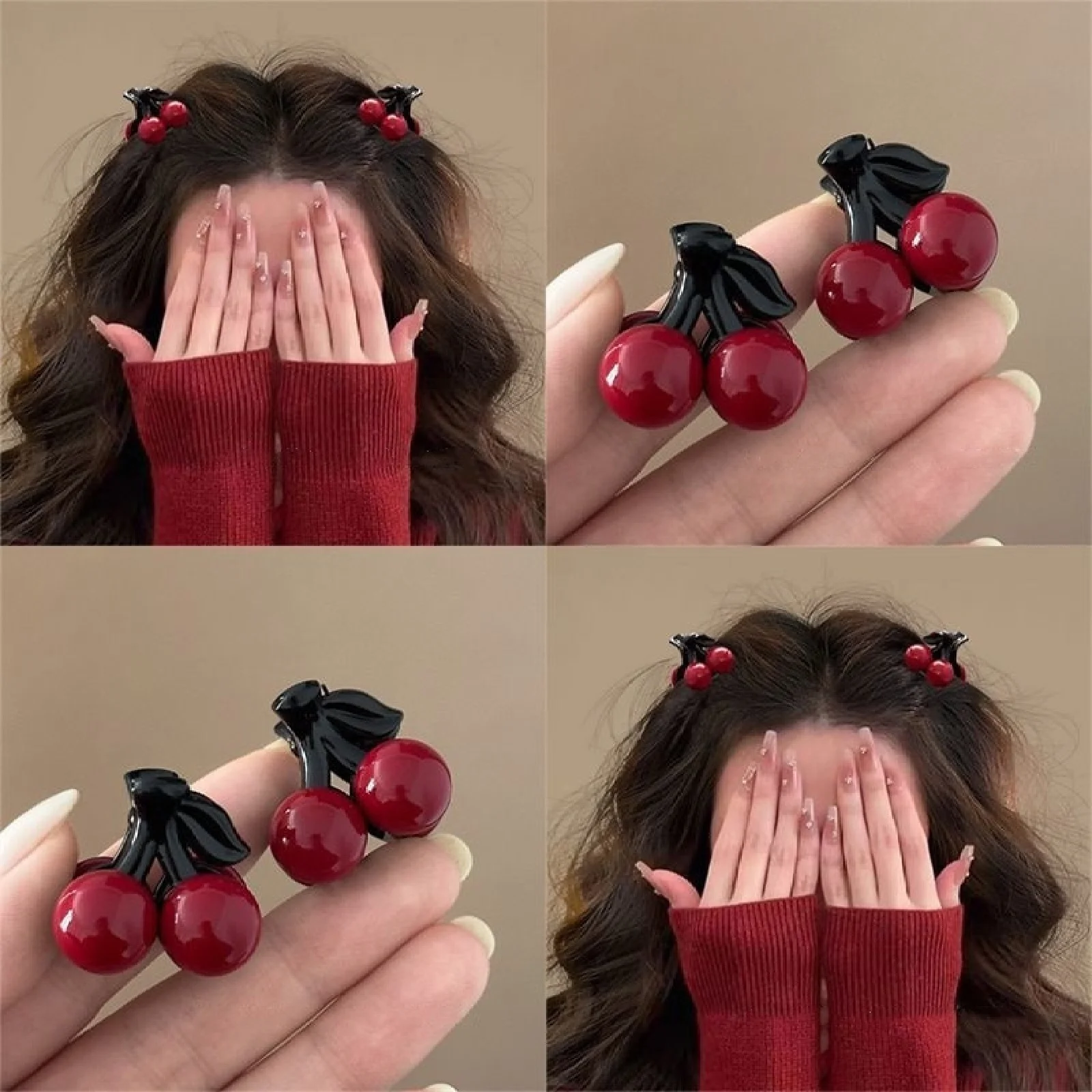 4Pcs Small Red Cher…