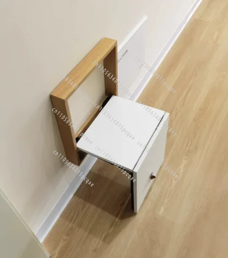 Wall-mounted Folding Shoe Small Apartment Space-saving Wall-mounted Hidden Simple Changing Stool Porch Stool