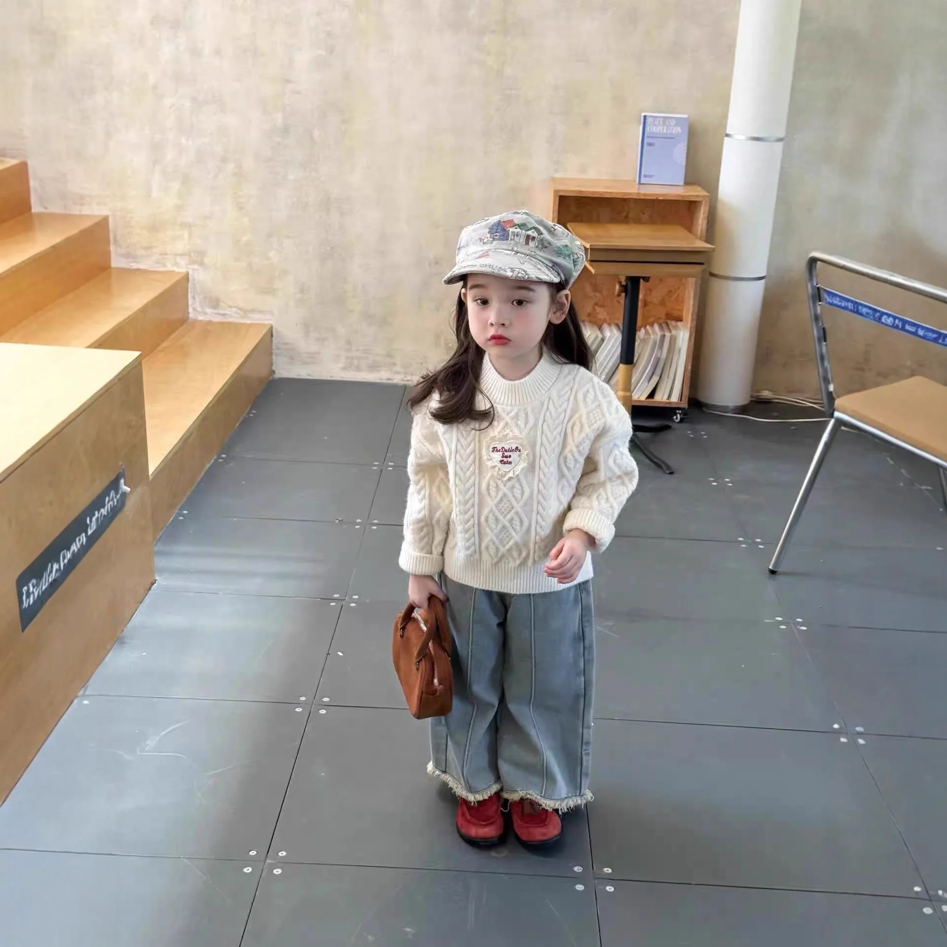 سترة سميكة بلوفر عصري محبوك سترة الأطفال الفتيات ملابس الخريف الكورية فضفاضة عادية حلوة لطيف الصلبة #2