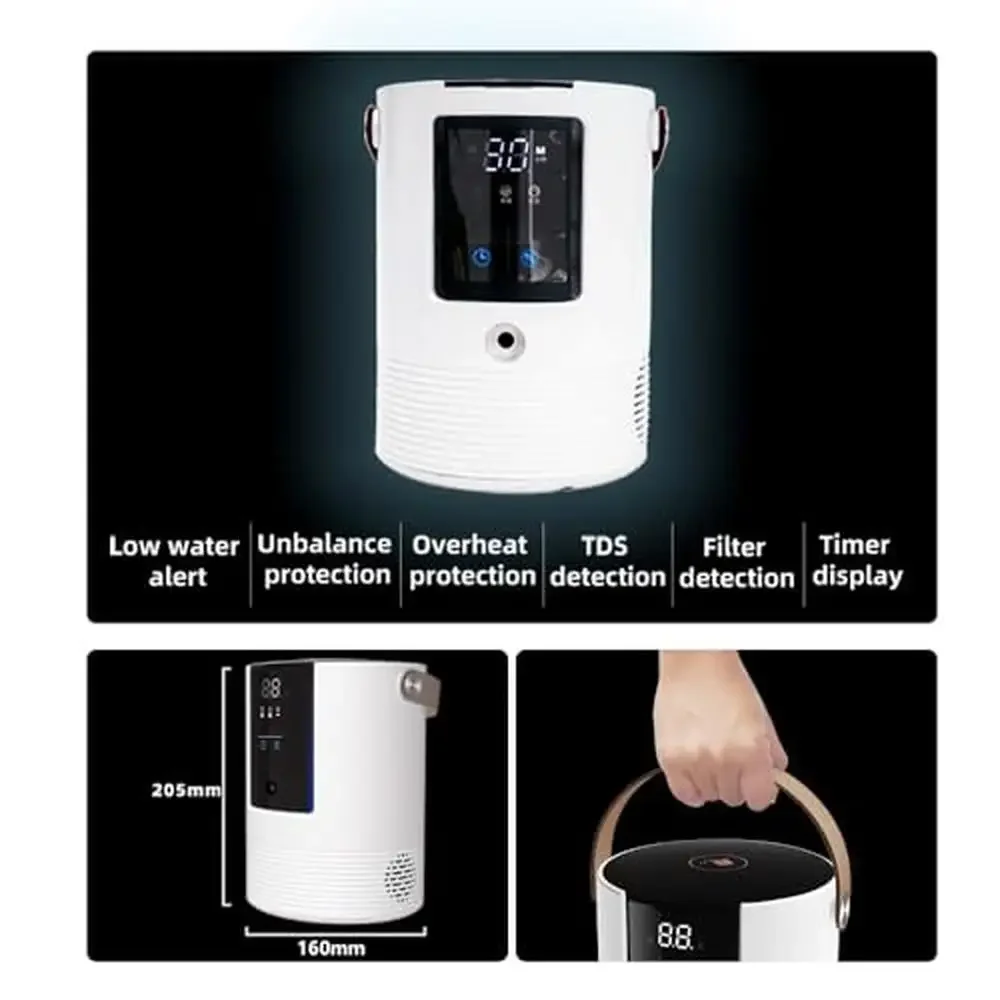 Inhalation Hydrogen Water Generator 1600ppb Molecular H2 Ionizer Compact Size Home Multifunctional with Accessories TDS Water