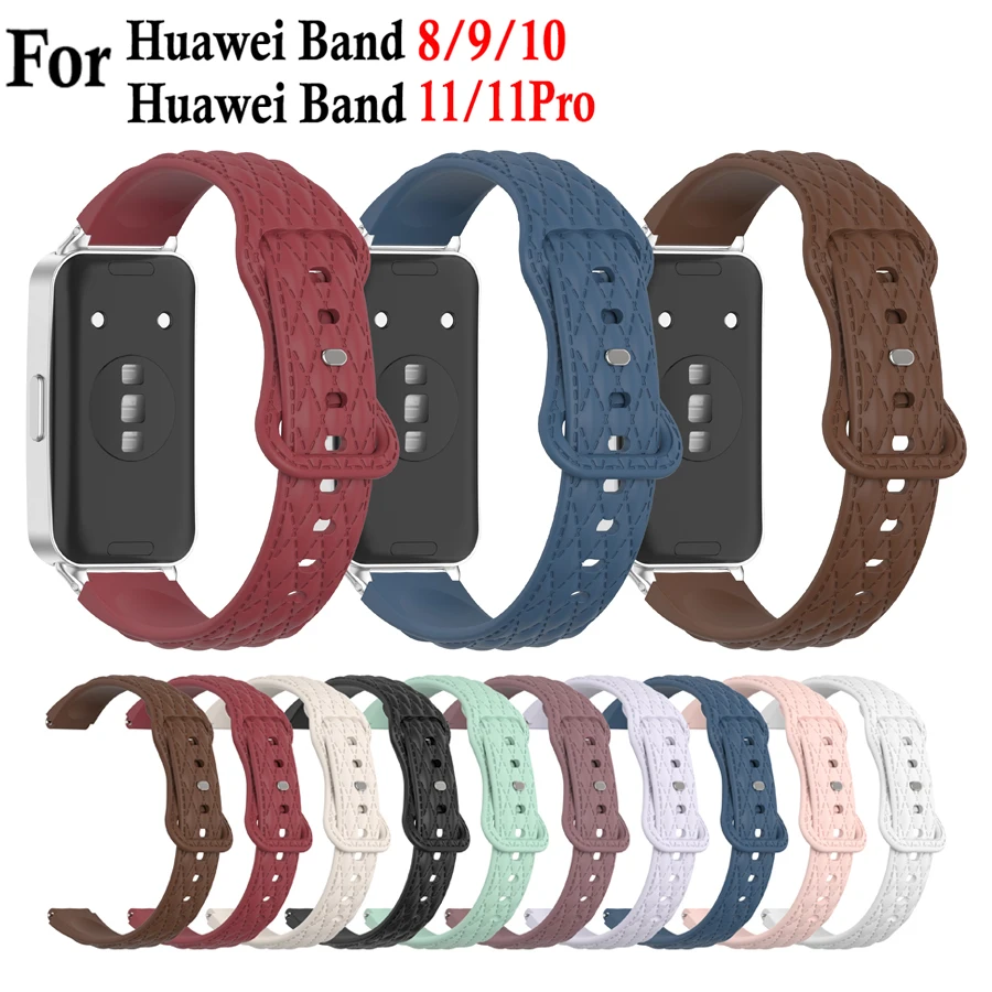 Strap For Huawei Band 11/11Pro 10 9 8 Strap Sport Diamond Silicone Bracelet Correa For Huawei Band 8 9 10 11/11Pro Accessories