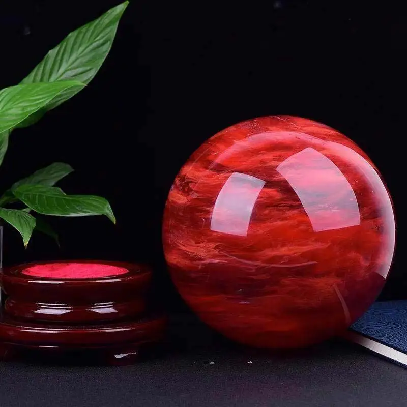 Beautiful Red Stone Quartz Ball,Red High Temperature Smelting Crystal Ball,Mineral Reiki Healing Stone,Magic Divination Degaussi