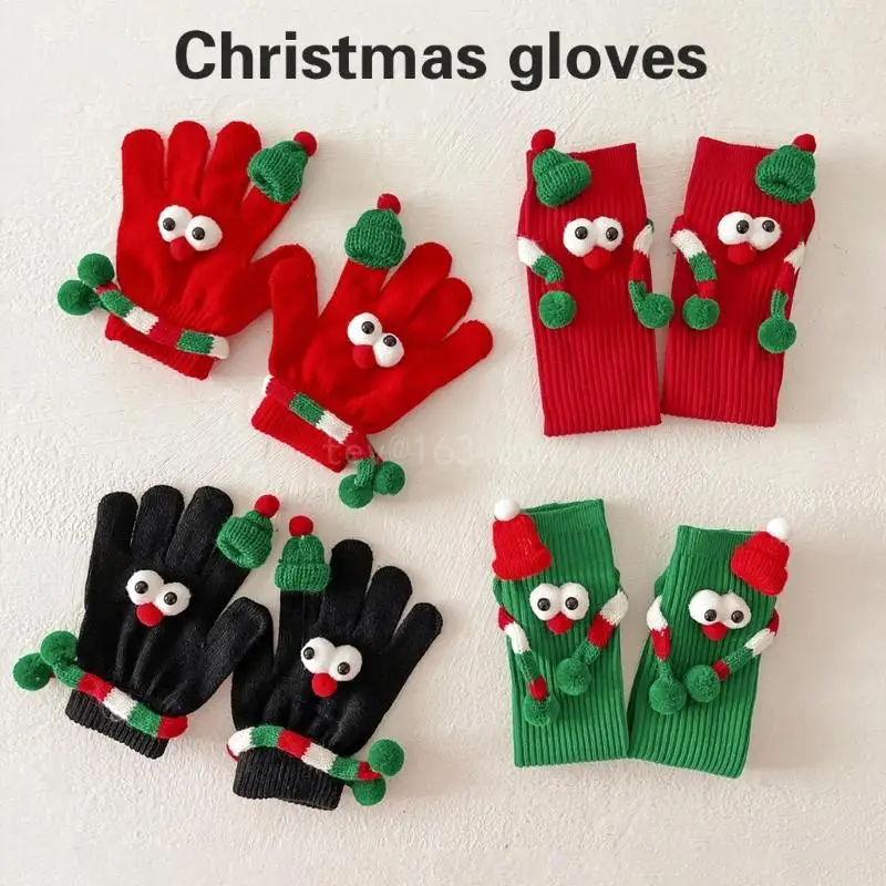 Christmas Party Gloves for Various Ages Soft Knitted Gloves Lovely Festival Theme Hand Gloves/Socks for Family Member