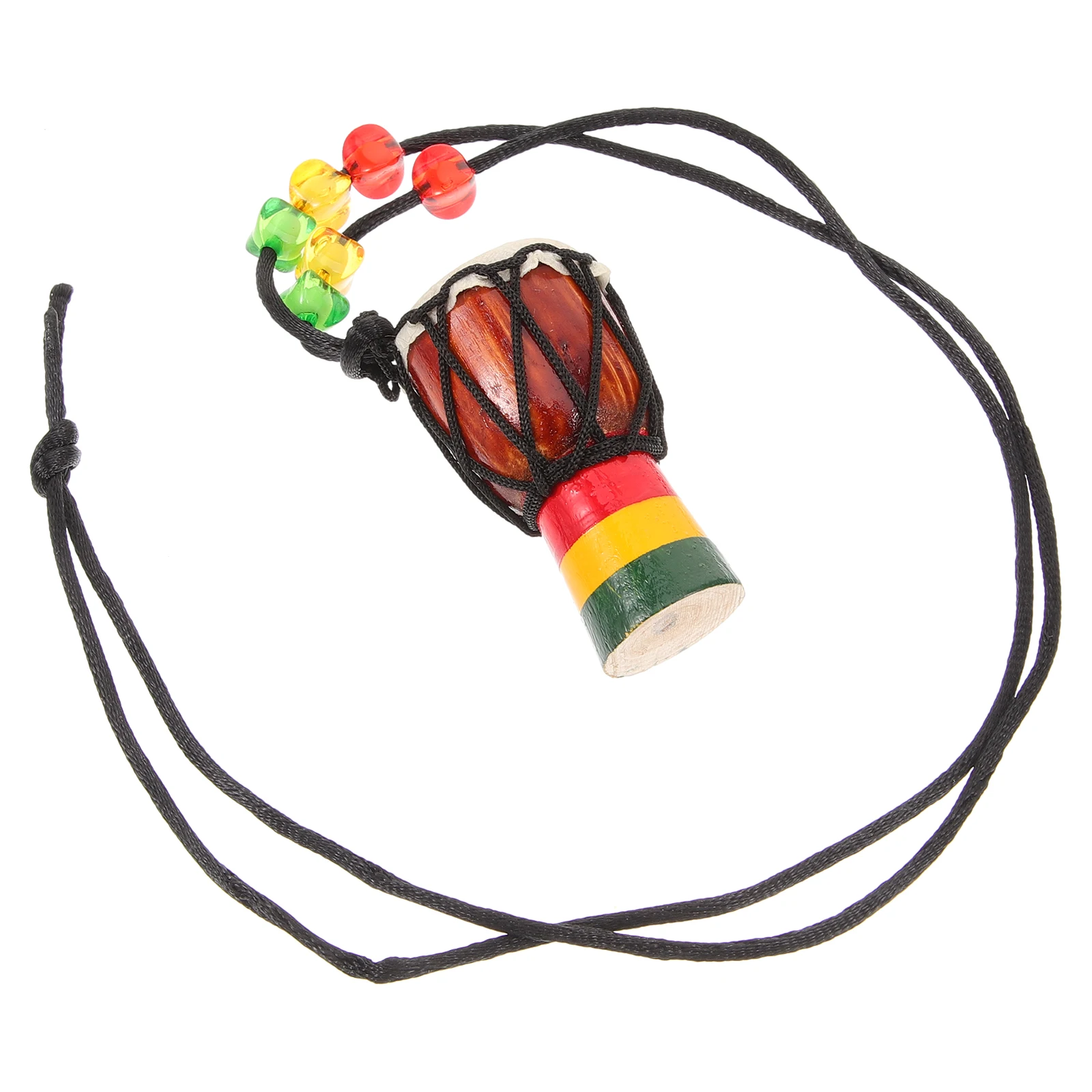 

African Drum Necklace Small Musical Instrument Party Percussion Handmade Tiny Mini Drums Instruments