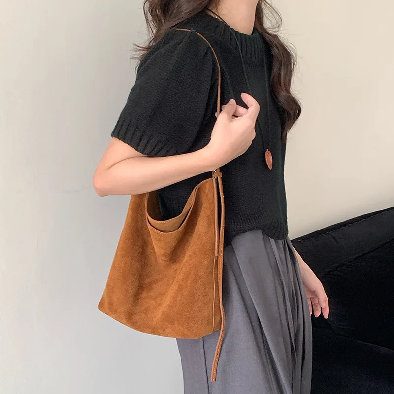 

2026 Vintage Vintage Layer Matte Soft Cowhide Bucket Bag Genuine Leather Single-shoulder Crossbody Designer Luxury Bag