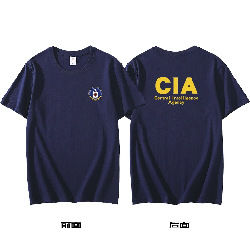 CIA Agent Movies and TV Series Summer Cotton T Shirts Men Simple O Neck Stretch Solid New Tops Clothing Casual  Tshirt