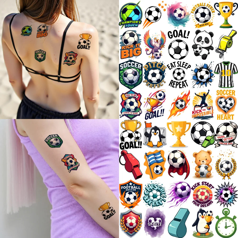 54 قطعة ملصقات الوشم المؤقت لكرة القدم مقاوم للماء ملصقات الجسم طويلة الأمد لكأس كرة القدم ملصقات الوشم المؤقت لـ