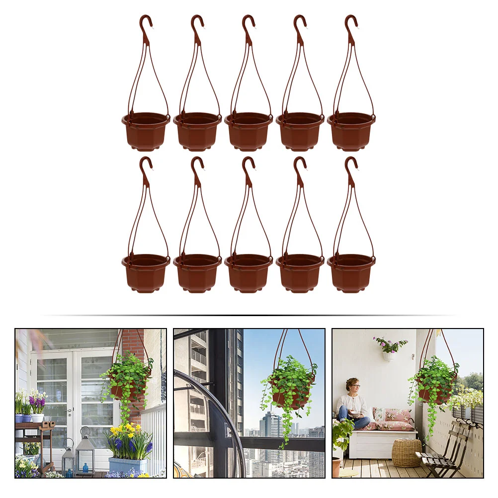 10 Sets Strawberry Deck Railing Plastic Hanging Pot Flowerpot Flowers Container Orchid Garden Supplies