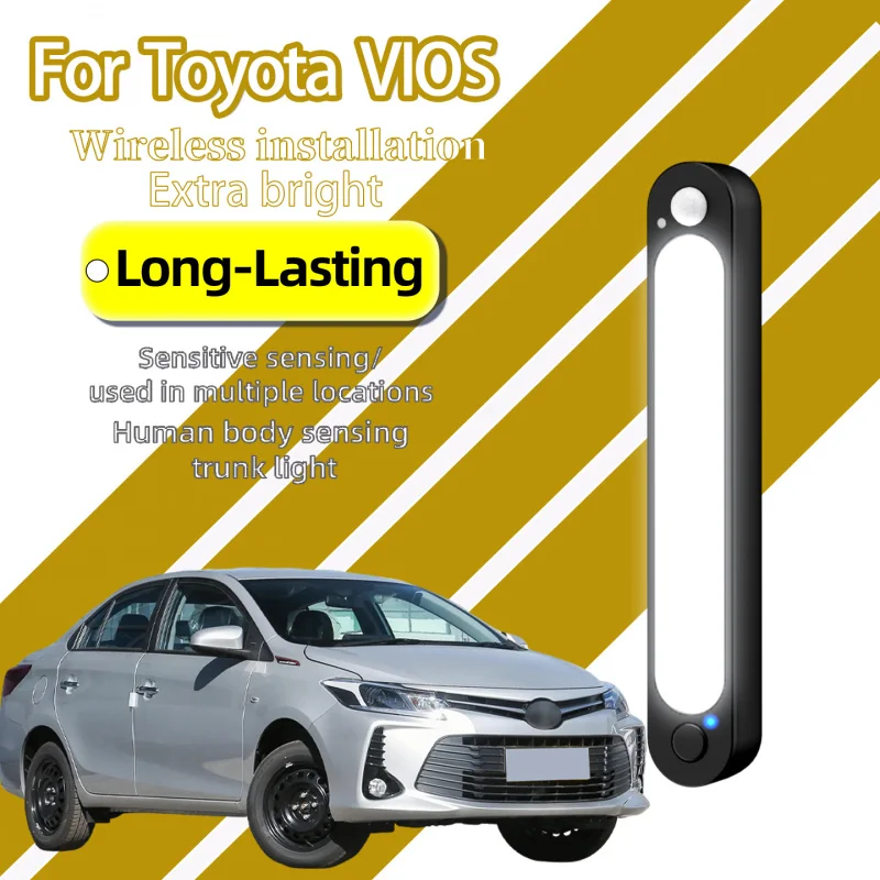 For Toyota VIOS Entry-level Family Sedan Trunk LED Lamp Wireless Magnetic Rechargeable Motion Sensor Rear Trunk Auxiliary Light