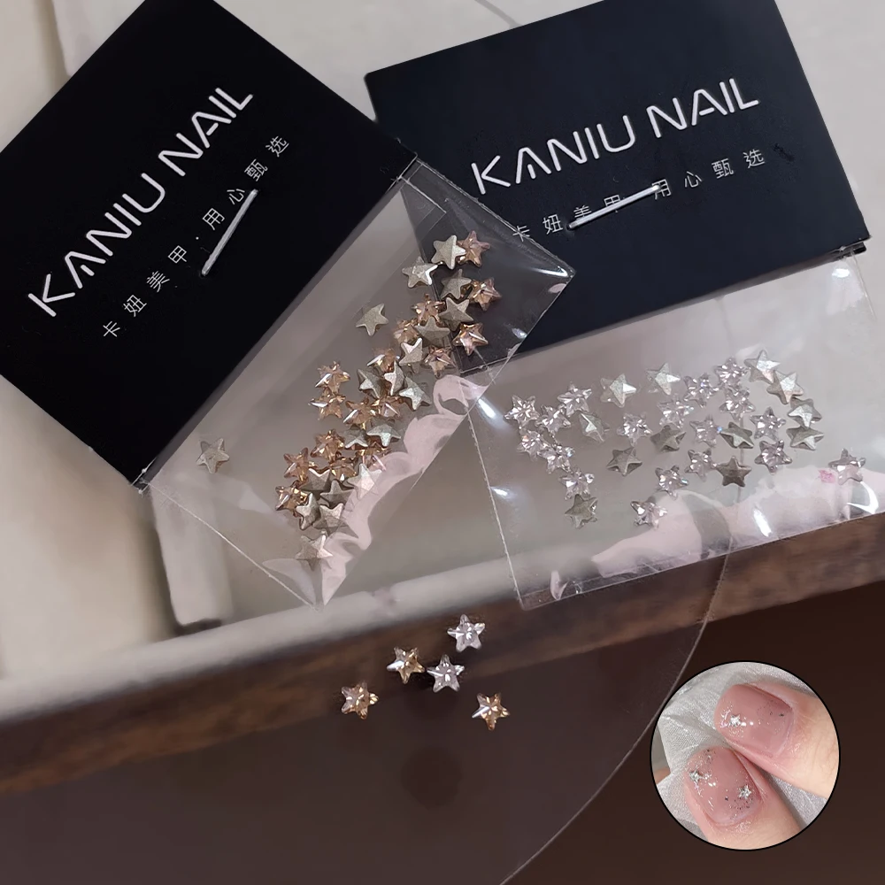 30 Stück 3mm Mini Fünfzackiger Stern Flache Nagelsteine Super Funkelnde Bunte 3D Stern Zirkon Kristall Stern Nagelkunst Dekorationen – Detail 3