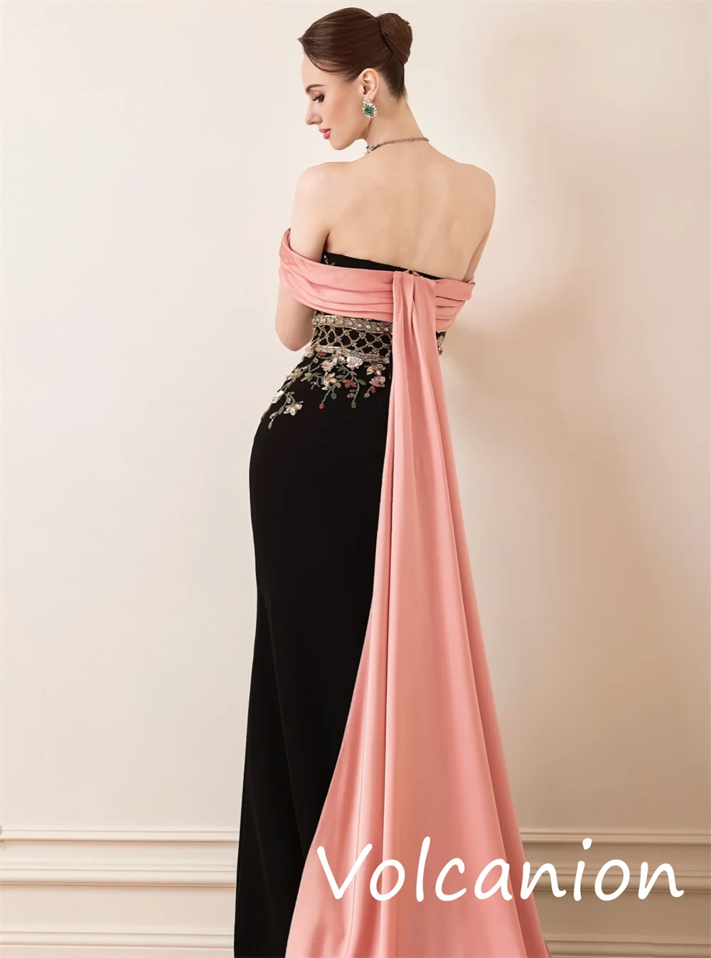 Customized Pastrol Unisex Jersey Sequined Flower Trumpet Off-the-shoulder Long Dresses Bespoke Occasion Sparkle