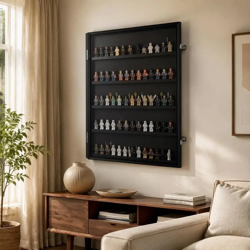 Vitrine für Sportkarten in 35 verschiedenen Designs, 617 x 775 x 55 mm, Schaukasten mit 98% UV-Schutz, PC-Glas, abschließbarer Wandschrank für Fußball-, Basketball- und Hockey-Sammelkarten