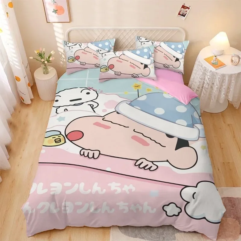 

Crayon Shin-chan duvet cover pillowcase anime 3D bedding set, cute home bedroom decoration, gifts for boys and girls