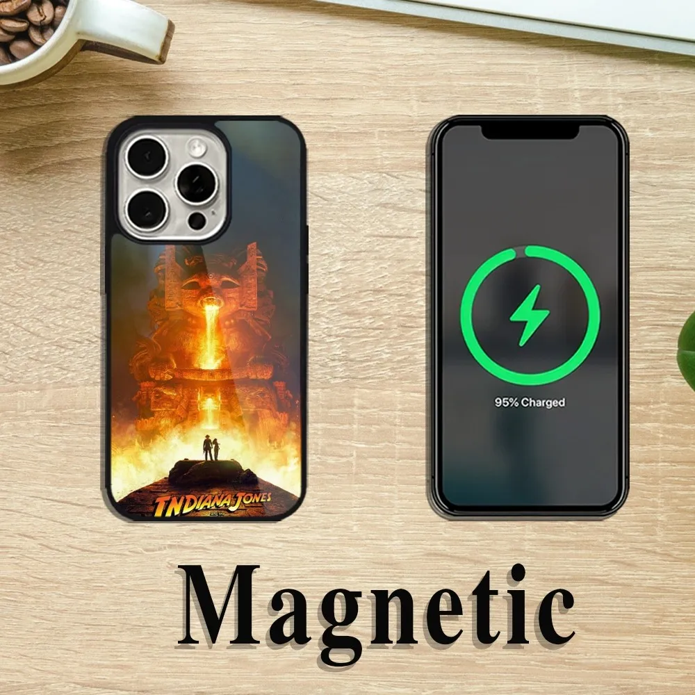 Funda de teléfono de película Indiana Jones para iPhone 11, 12, 13, 14, 15 Pro Max Plus, Magsafe, carga magnética inalámbrica